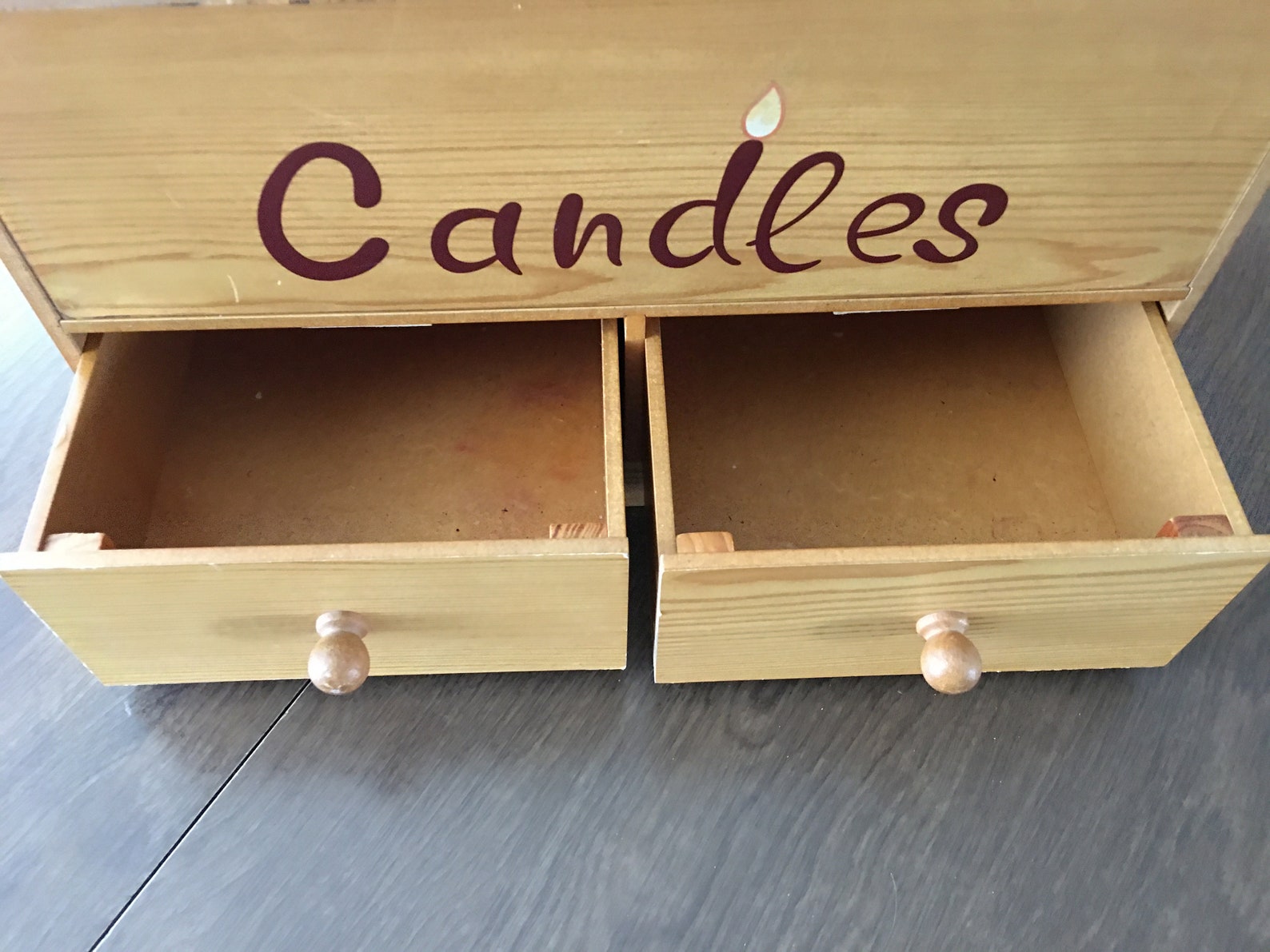 Pine Wood Candle Box Vintage Large Treasure Box Etsy