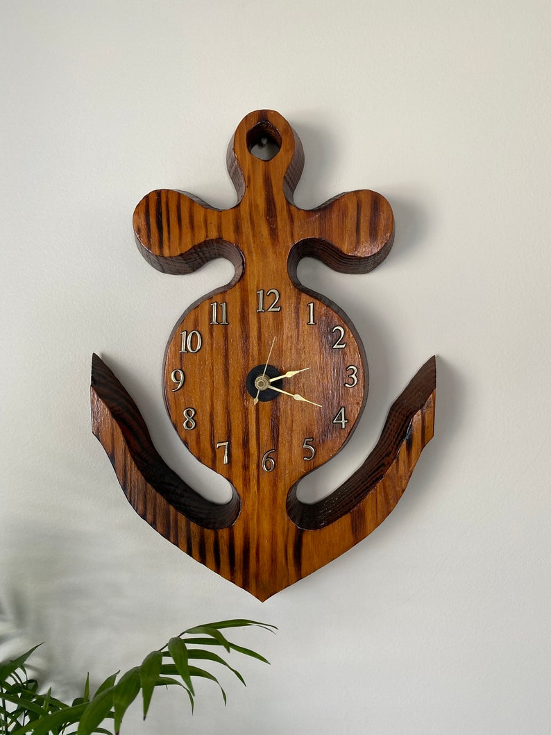 Nautical Anchor Clock Handcrafted Wooden Wall Clock