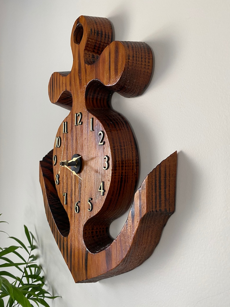 Nautical Anchor Clock Handcrafted Wooden Wall Clock