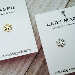 Small Snowflake Stud Earrings | Hypoallergenic Stainless Steel | Shiny Polished | Snow Winter Jewelry for Women | Silver Color | Gold Color