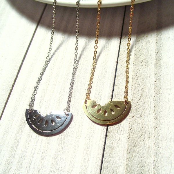 Watermelon Necklace | Stainless Steel | Women Necklace Minimalist | Girl Necklace | Silver Color | Gold Color | Daughter Sister Friend Gift