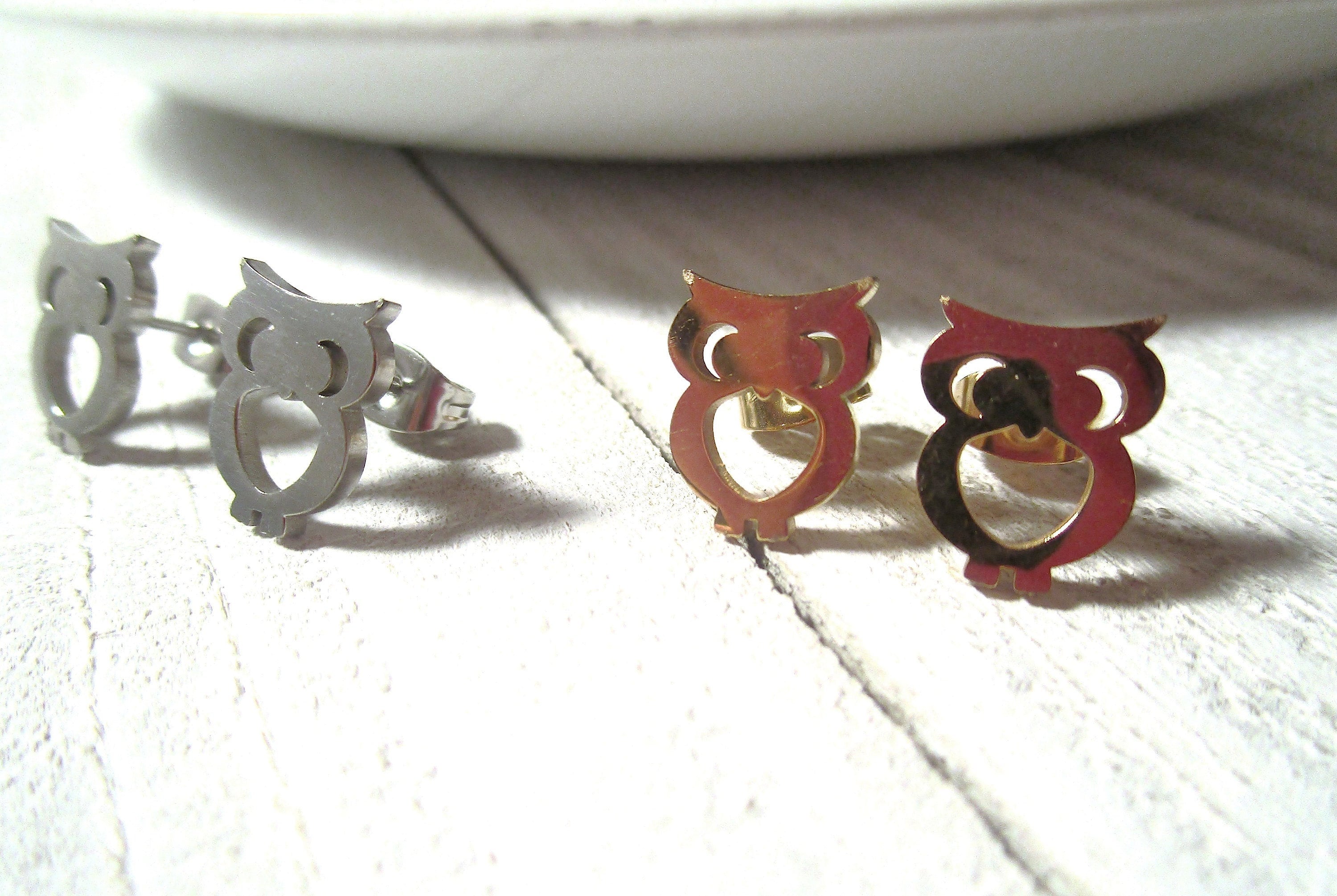 Small Owl Stud Earrings | Hypoallergenic Stainless Steel | Cute Owl Earrings | Women Girl Child Earr