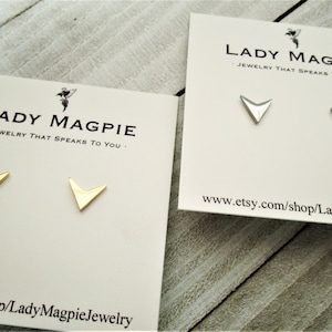 Small Chevron Stud Earrings | Geometric V Shaped Earrings | Unisex Arrow Studs | Hypoallergenic Stainless Steel | Silver Color | Gold Color