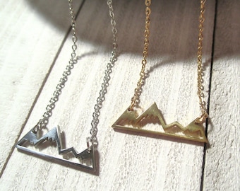 Collar de montaña / Acero inoxidable / Símbolo inspirador de perseverancia / Collar minimalista con barra rectangular / Color plata / Color oro / Regalo