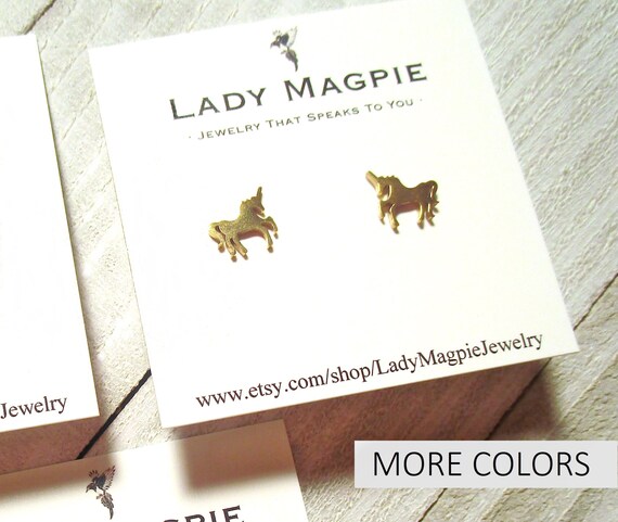 Small Unicorn Stud Earrings | Hypoallergenic Stainless Steel | Women Girl Earrings Cute | Silver Color | Gold Color | Rose Gold Color | Gift