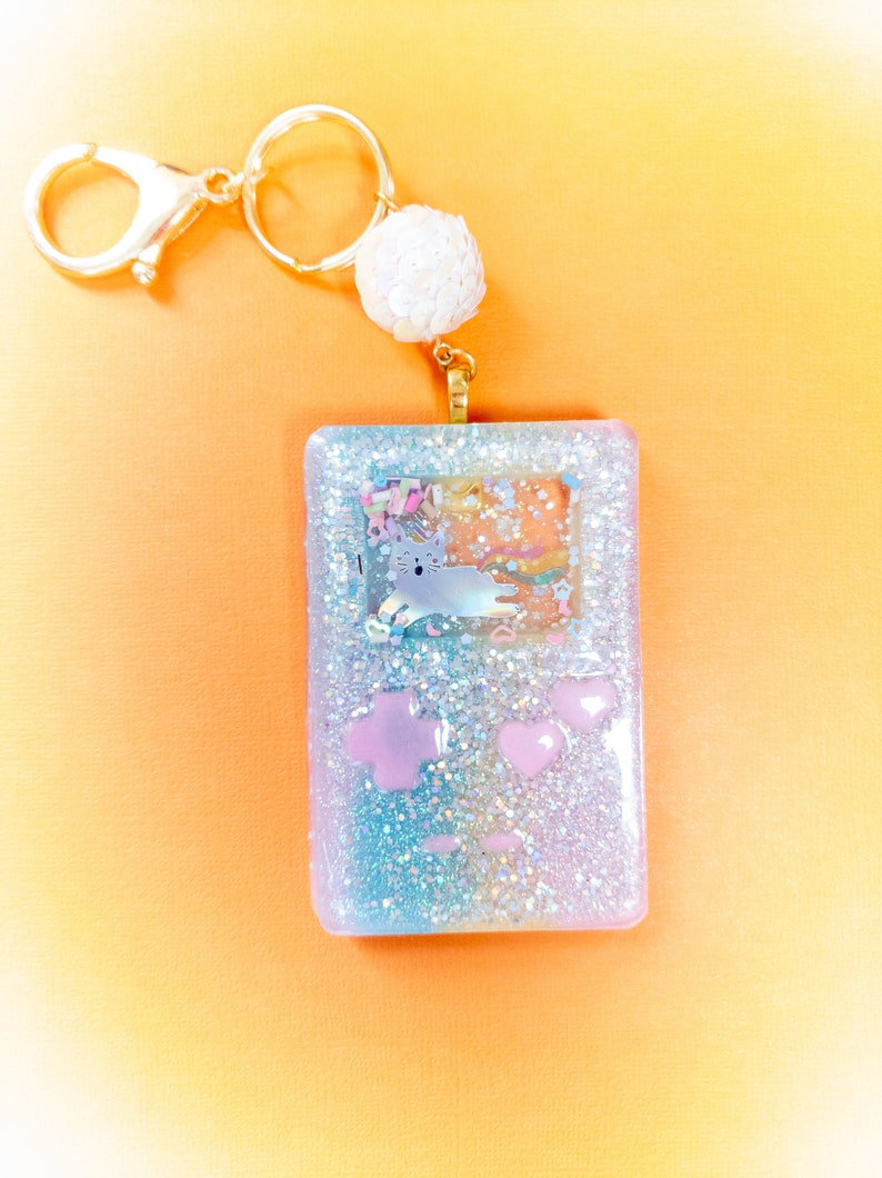 Gameboy Glitter Shaker Keychain