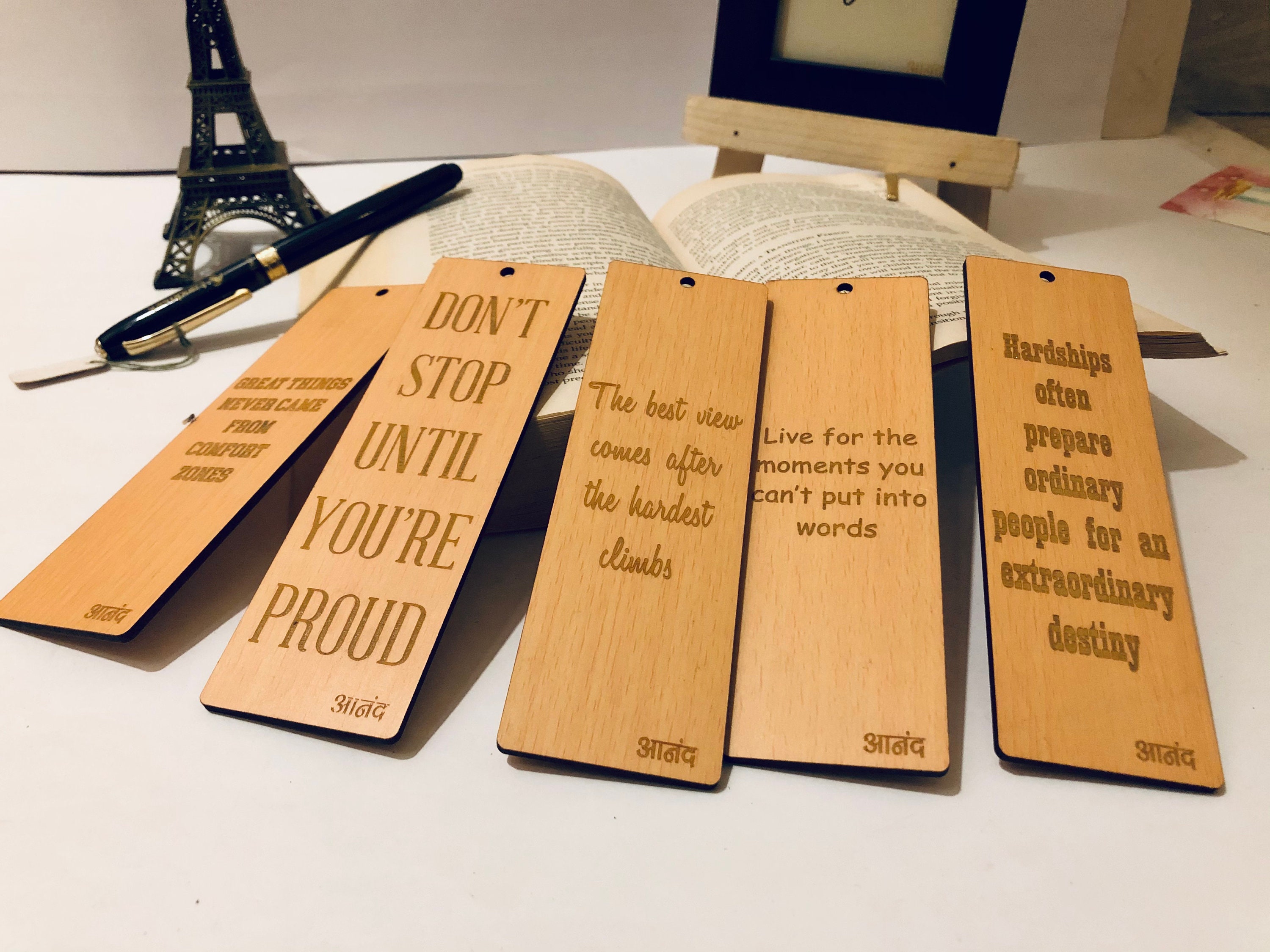 Wooden Handmade Bookmarks Set of 5 Etsy
