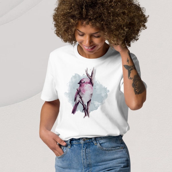 T-Shirt mit Vogel aus 100% Biobaumwolle, Damen Herren, Geburtstag Mama Geschenke Vögel, Grafik Tees für Frauen, Vogelbeobachte Geschenk