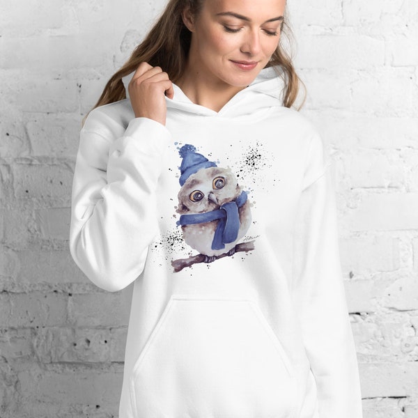 Kapuzenpullover Eule, Süßer Eulen Hoodie, Eule Winter Sweatshirt, Tierliebhaber Hoodie, Hoodies für Frauen, Geschenk für Tierliebhaber