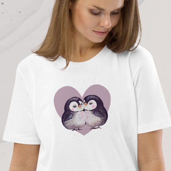 Pinguin Valentinstag Shirt, Niedliches Valentinstag Shirt, Pinguin und Herz, Flitterwochen Shirt, Valentinstag Geschenk für Sie