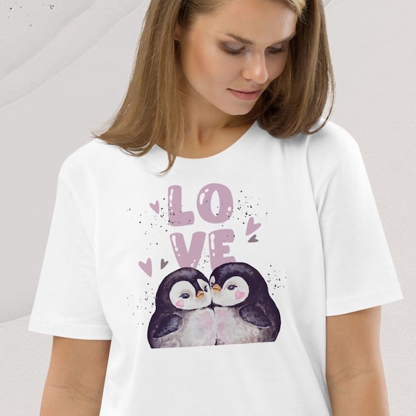 T-Shirt  Pinguin, Liebe tshirt, Herzen, süße Pinguine, Familie T-Shirts, T-Shirts für Partner, passende T-Shirts für ein Fotoshooting