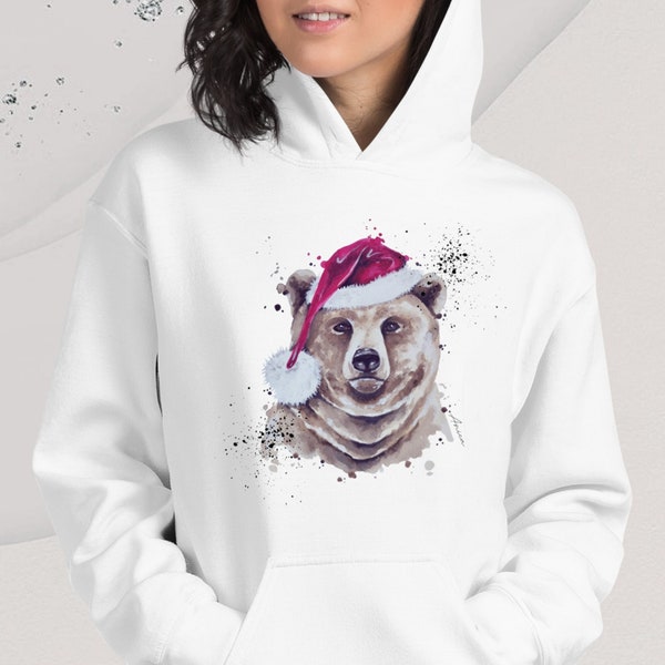 Sweatshirt mit Braunbär, Weihnachtspullover, Kapuzenpullover für Weihnachten