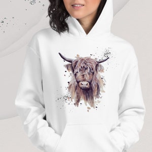 Kuh Liebhaber Hoodie, Süße Kuh Pullover, Alpenkuh Pullover, Schottisches Hochlandrind UNISEX Hoodie, Kuh Liebhaber, Tier Liebhaber Geschenk