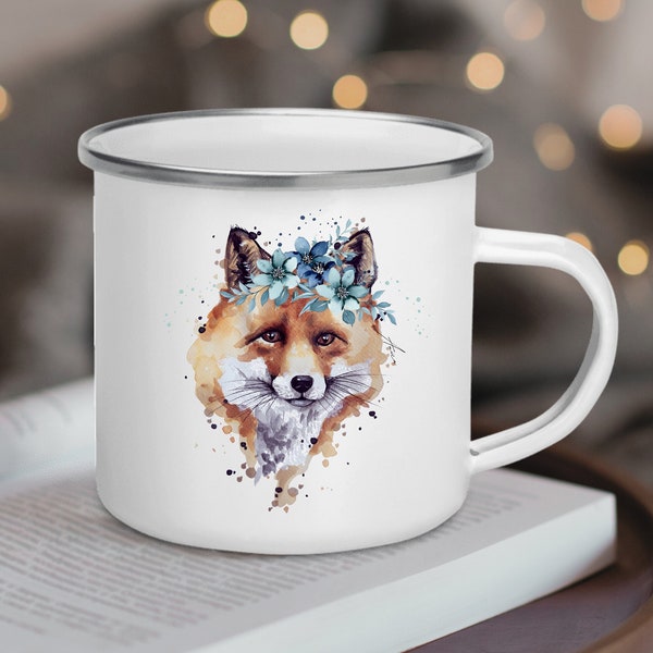 Fuchs Tasse | Emaille Becher mit Wunschname | Kindergarten Tasse | Schulkind Tasse | Tasse personalisiert Geschenk