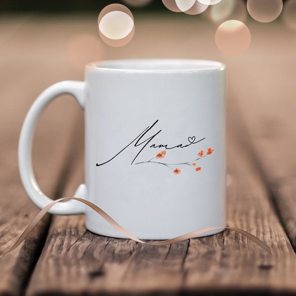 Kaffee-Tasse Mama Blumen | Becher mit Namen | Tasse für Mütter | personalisiert mit Namen | Geschenk für Mutter