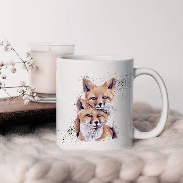 Tasse bedruckt Füchse, Fuchstasse Geschenk, Geburtstag Freund Freundin, Geschenk für Bruder, Geschenk für Schwester