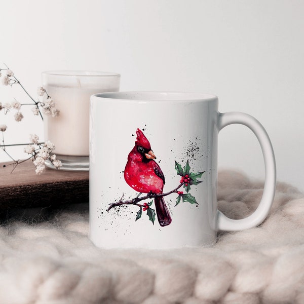 Kaffeetasse mit Kardinal namen, Kardinal geschenke für Sie, Rot Kardinal Vogel, personalisiert mit Namen, geschenke zu Weihnachten