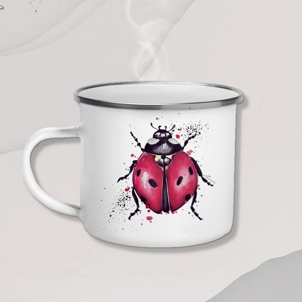 Tasse Marienkäfer, Insekten motiv, roter käfer, Campingbecher Marienkäfer, personalisiert mit Wunschname, Geschenk, Weihnachtsgeschenk