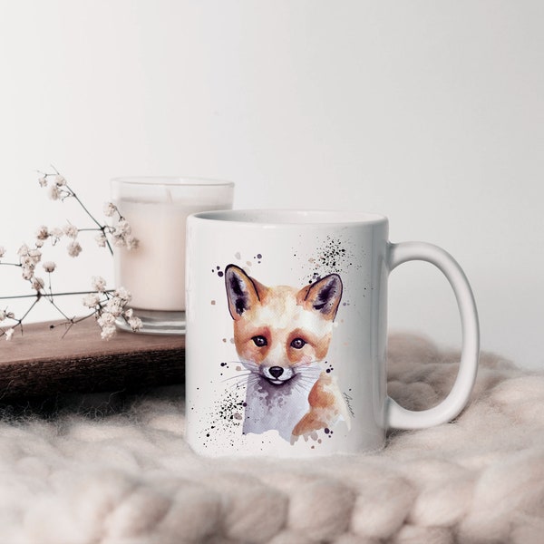 Keramikbecher mit Fuchs, Namenstasse Fuchs Füchsin personalisierte Kaffee-Tasse mit Namen, persönliche Geschenke Frauen Mädchen