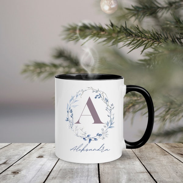 Tasse mit Namen | Tasse mit Buchstabe | Tasse personalisiert | Keramik Tasse | Geschenk | beidseitig bedruckt | Tasse schwarz und weiß