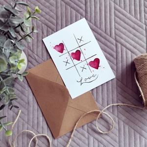 Grußkarte zum Valentinstag, Liebeskarte, Postkarte mit Herzen, Grußkarte für einen geliebten Menschen, Wasserfarbe, handgemachte Grußkarte