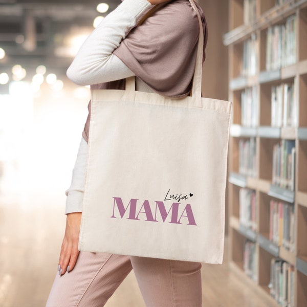 Jutebeutel MAMA Namen | Stoffbeutel personalisierbar mit Namen persönliche Geschenke | Geschenk zum Muttertag | Tasche für Mama