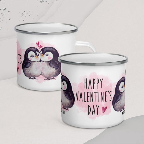 Pinguin Liebe Tasse, Valentinstag Geschenk, Jahrestag Geschenk, Verliebte Pinguine, Verlobung, Tasse für Partner