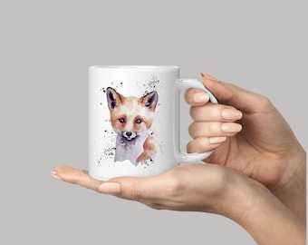 Fox Coffee Mug: Personalized Watercolor Ceramic Cup