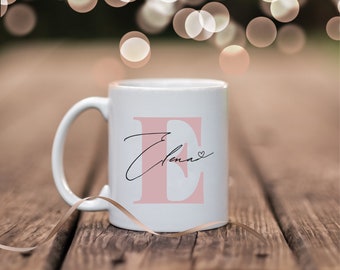 Kaffee-Tasse mit Buchstabe | Becher mit Namen |Monogramm personalisiert mit Namen | Initiale persönliche Geschenke