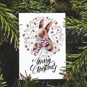 Postkarte Weihnachten - Frohe Weihnachten - Eichhörnchen - Frohe Weihnachten