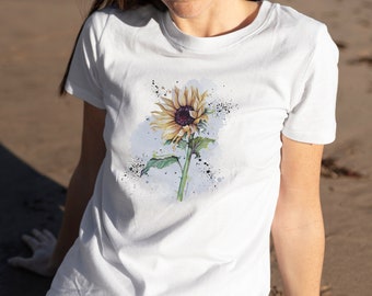 Sunflower Shirt | Watercolor Flower Tee | Mothers Day Gift Shirt | Sunflower Shirt | Floral Tee | Flowers Gift T-shirt | Botanical Tee