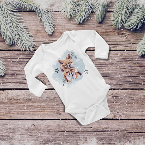 Langarm Babybody "Fuchs" Baby Body Jungen Mädchen Longsleeve Baby-Stramplern Familien weihnachtst-shirts