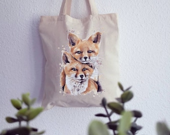 Baumwolltasche/Fuchs Tasche/ökologische Tasche/ Tasche/wiederverwendbare Tasche/Stofftasche mit langen Henkeln/Leinentasche zum Einkaufen