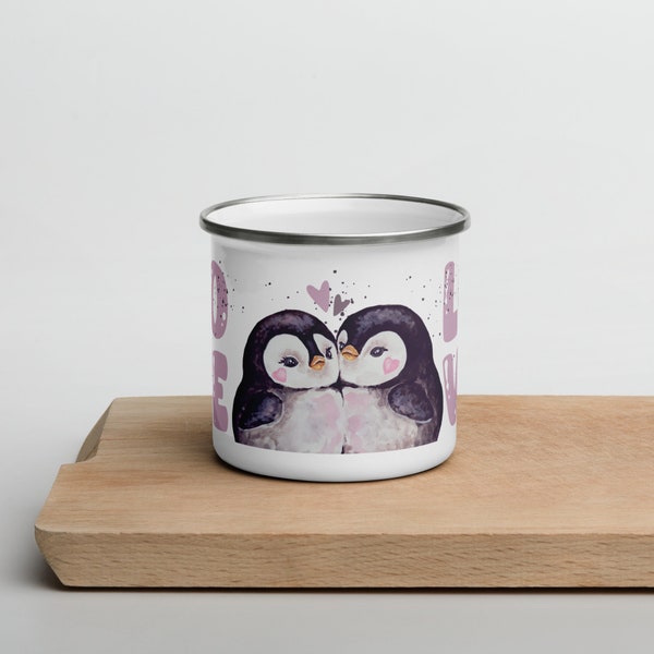 Kaffee Tasse Pinguin Menschen Liebe, mein Pinguin Becher, Jahrestag, Geschenk für sie ihn, Valentinstag, Freund Freundin Frau Mann Paar