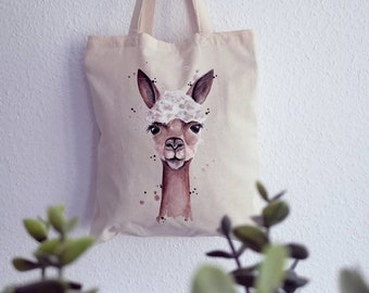 Baumwolltasche/Lama Tasche/ökologische Tasche/cotton bag/Lama/wiederverwendbare /Stofftasche mit langen Henkeln/ Leinentasche zum Einkaufen