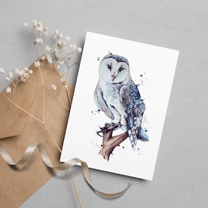 Postkarte weiße Schneeeule