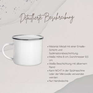 Emaille Becher, Tasse Rentier mit Wunschname, Name Kaffeetasse, Nikolausgeschenk, Geschenk Campingbecher imagem 5