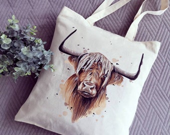Alpenkuh, Kuh tasche, kleines Geschenk, personalisiertes Geschenk, Stofftasche, tasche zum Einkaufen