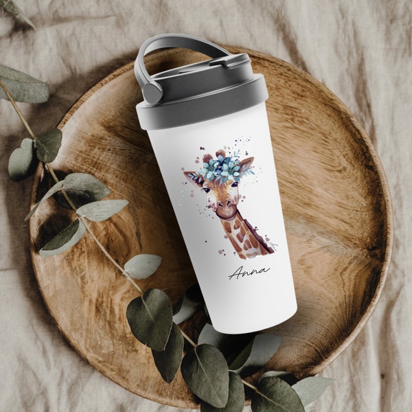 Giraffen-Becher | Reisebecher  mit Deckel | Giraffen-Geschenk | Giraffen-Kaffeebecher | Giraffe Becher | Geschenk für sie