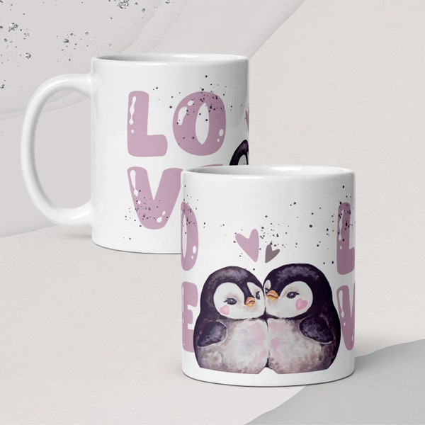 Kaffeebecher Love, mein Pinguin sein Bedruckte Kaffeetasse, Valentinstag, Liebeserklärung Tasse, Pärchen, Liebe, Geschenk, Motivtasse