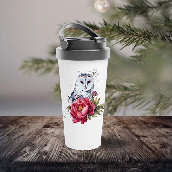 Reisebecher Eule | Isolierte Tasse | Thermobecher | Tasse für unterwegs | Kaffeetasse | Geschenk für Mama