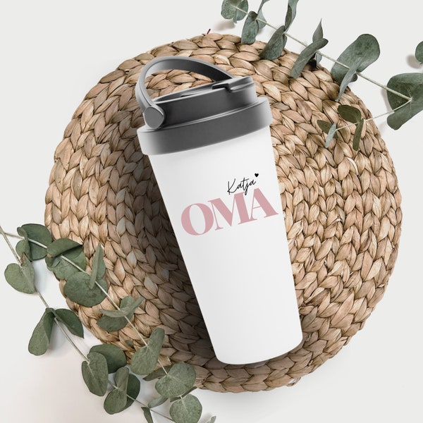 Thermobecher Isolierte Kaffeetasse Oma Kaffeetasse für unterwegs mit Namen Reisebecher für Großmütter Geschenk  von Kind/ Enkelkinder