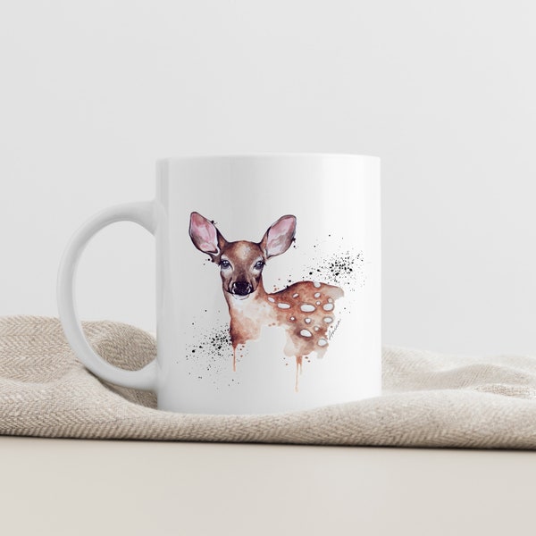 Tasse Herbst bedruckt Reh Rehkitz mit Wunschnamen Kaffeetasse, personalisiert, Weihnachtsgeschenk Hirsch, Geschenk Geburtstag