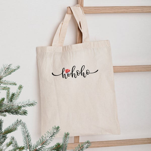 Jutebeutel, Weihnachtstüte ho ho ho, bedruckte Jutetasche, Stoffbeutel personalisiert als Geschenk für Freundin, Biobeutel, Einkaufstasche