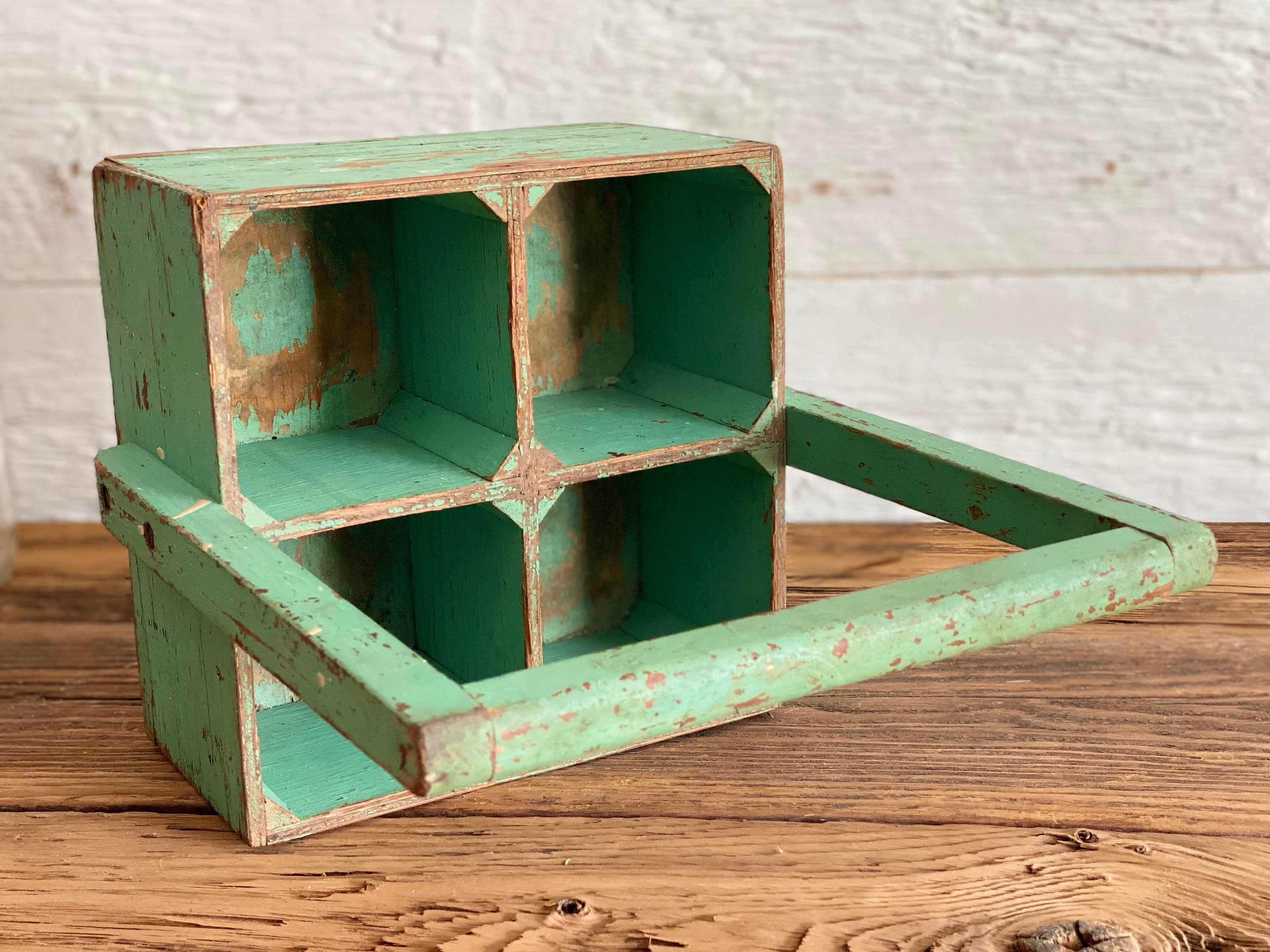 Antike Milchkiste aus Holz Holztasche mit original grüner | Etsy