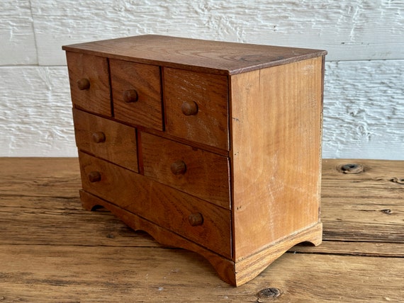 Antique/vintage hand-made miniature wood dresser,… - image 7