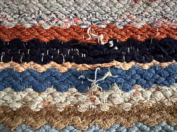 Antique Hand-woven Rag Rug From Quebec, a Traditional French
