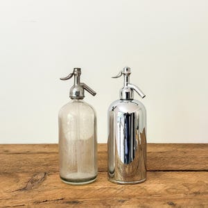 Antique siphon bottles - Your Choice of 2 - Morris Schuster Glass & Chrome French Bottle: Circa 1900-30s