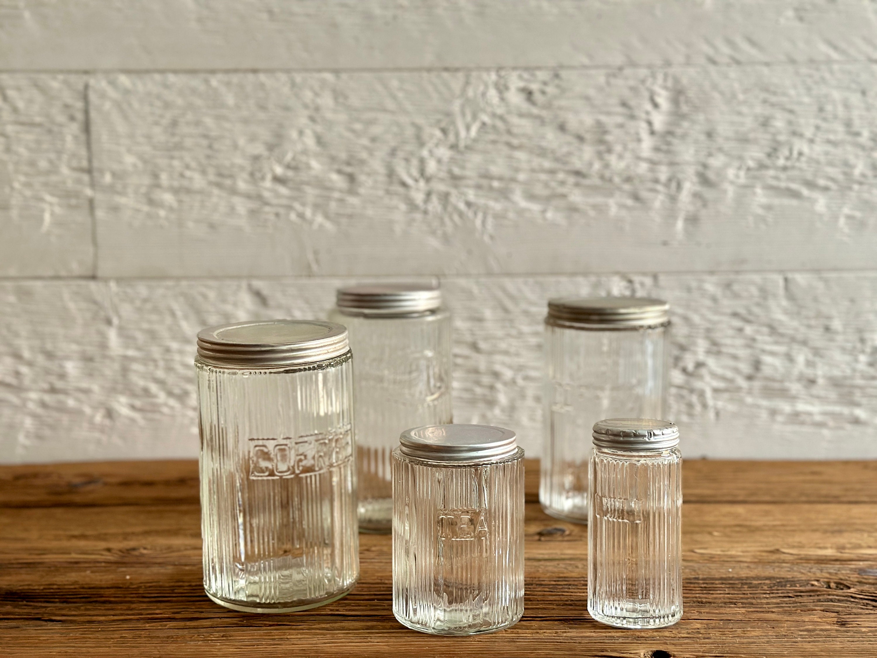 Set of 4 8oz or Set of 5 4 oz Plastic clear jars with plastic lid and a  liner-Storage Jar-DIY container