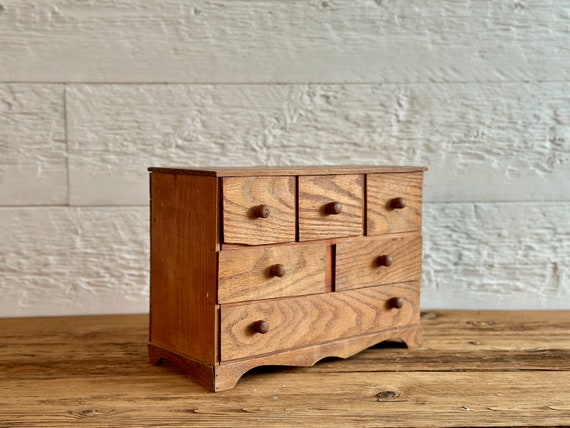 Antique/vintage hand-made miniature wood dresser,… - image 3